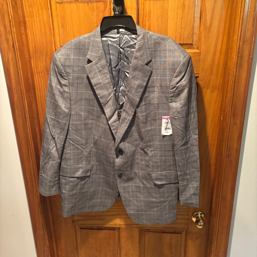 Peter Millar Men's Wool Suit Jacket Blazer Gray Blue Plaid Size 50R - Picture 2 of 7